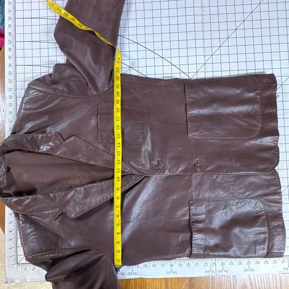 Midwest International Vintage Brown Leather 2 Button Sport Coat Blazer Men 40 R - Picture 7 of 10